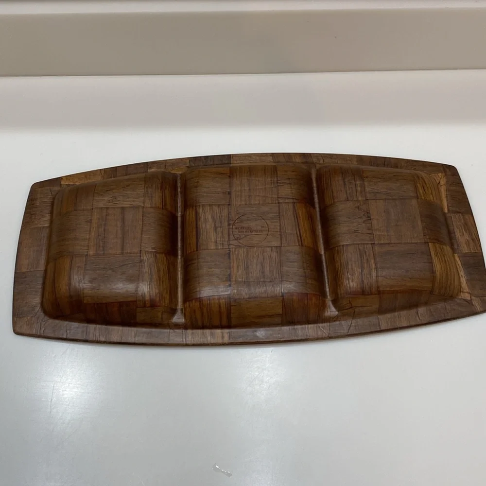 Vintage Weavewood Minneapolis Mid Century Modern 3 Section Serving Tray